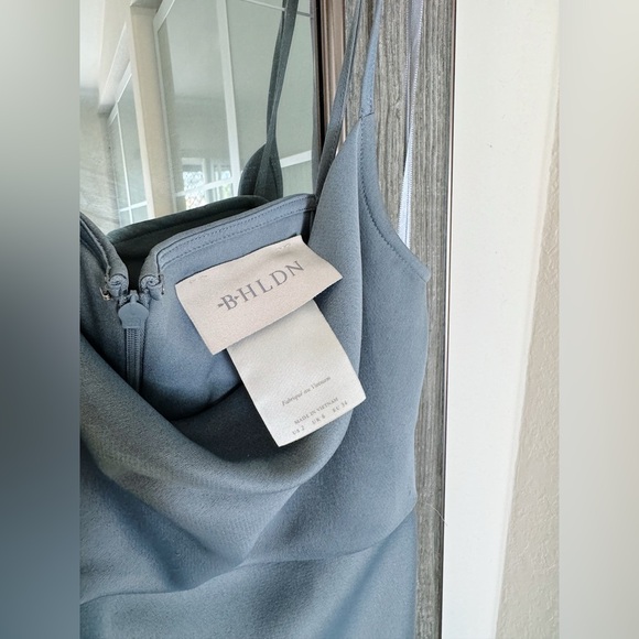 BHLDN Cowl neck slip dress dusty blue midi US 2 - Picture 5 of 6